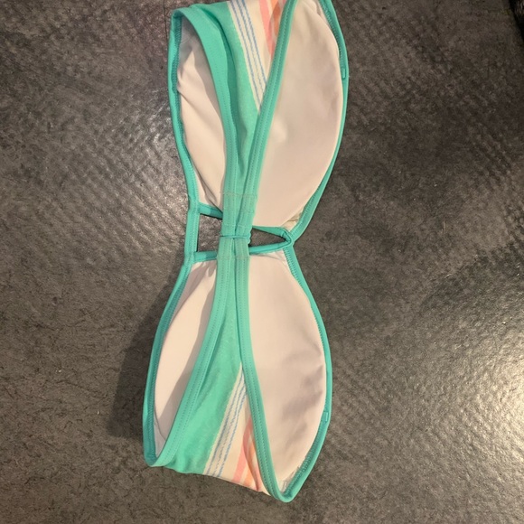 Aerie Teal Strapless Cutout Swim Top - Picture 3 of 4